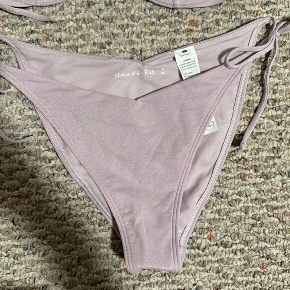 NWT Abercrombie & Fitch Purple Shimmer Asymmetrical String Bikini- Size Medium - Picture 4 of 12